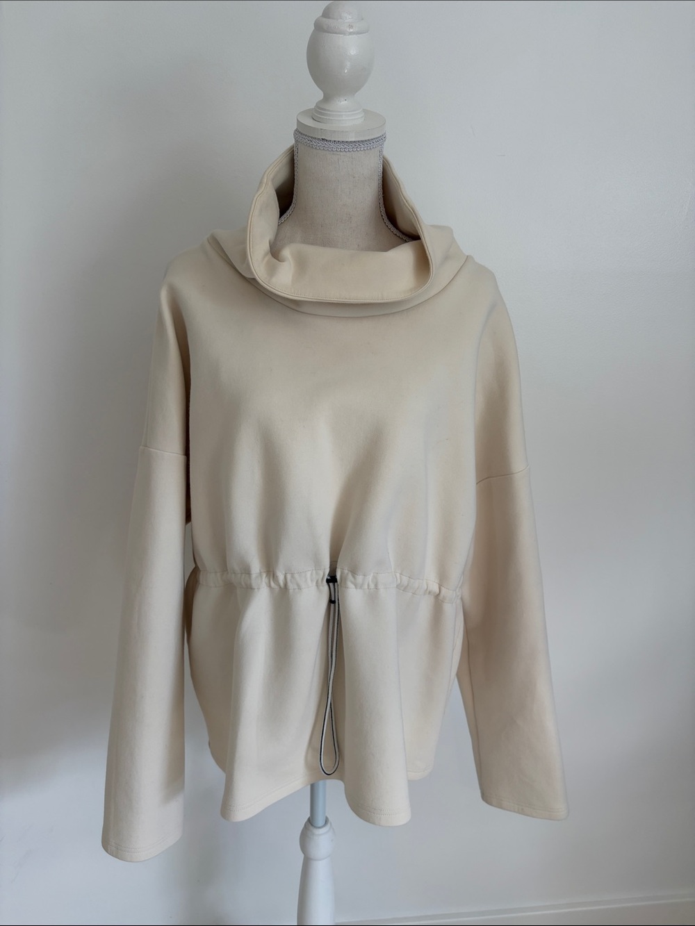 Varley Cream Funnel Neck Drawstring Women's Sweater XL